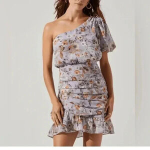 ASTR the Label REVOLVE Floral One-Shoulder Ruffle Dress Small